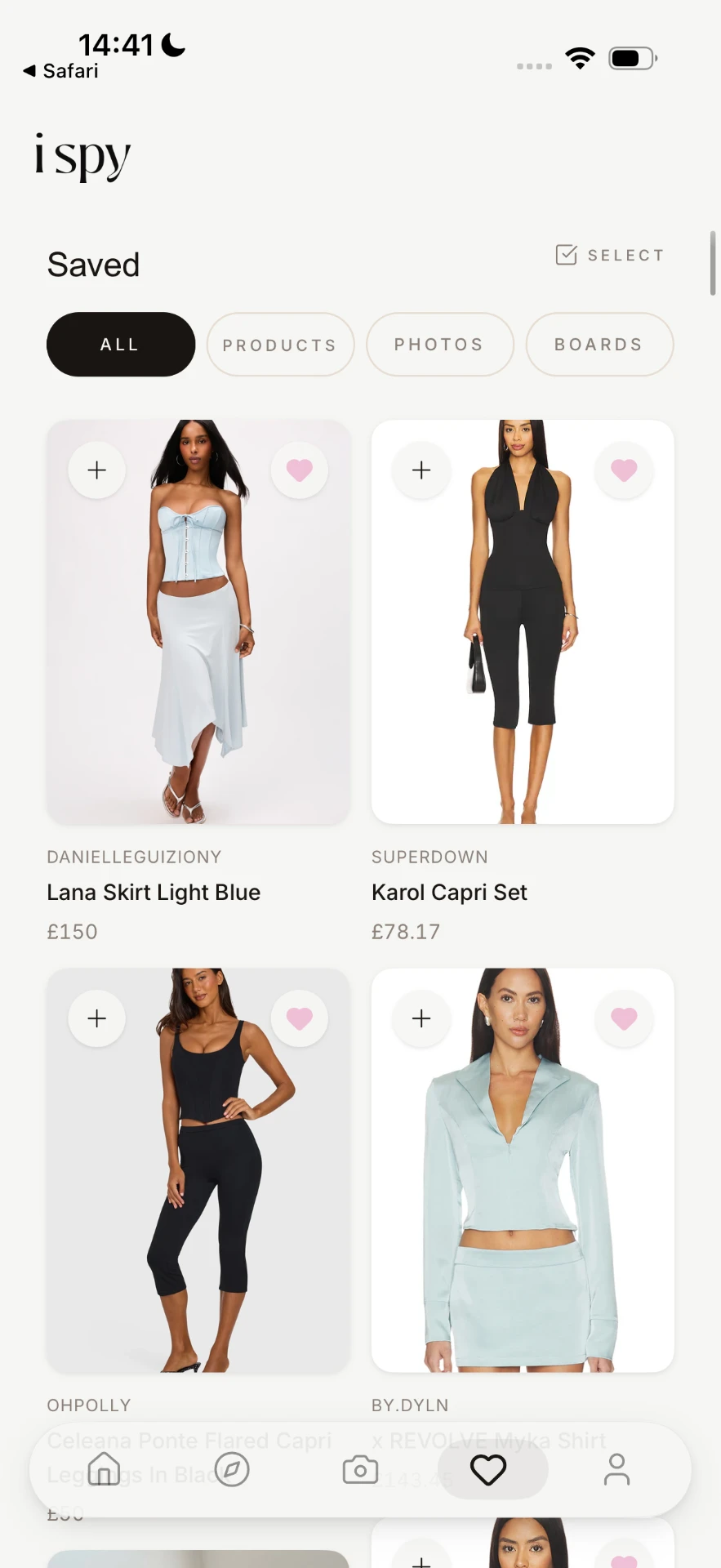i spy Saved closet grid with the Lana skirt and other saved pieces